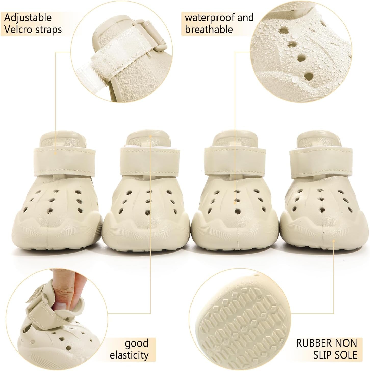 Croc-Style Dog Shoes – 4 Pack Set