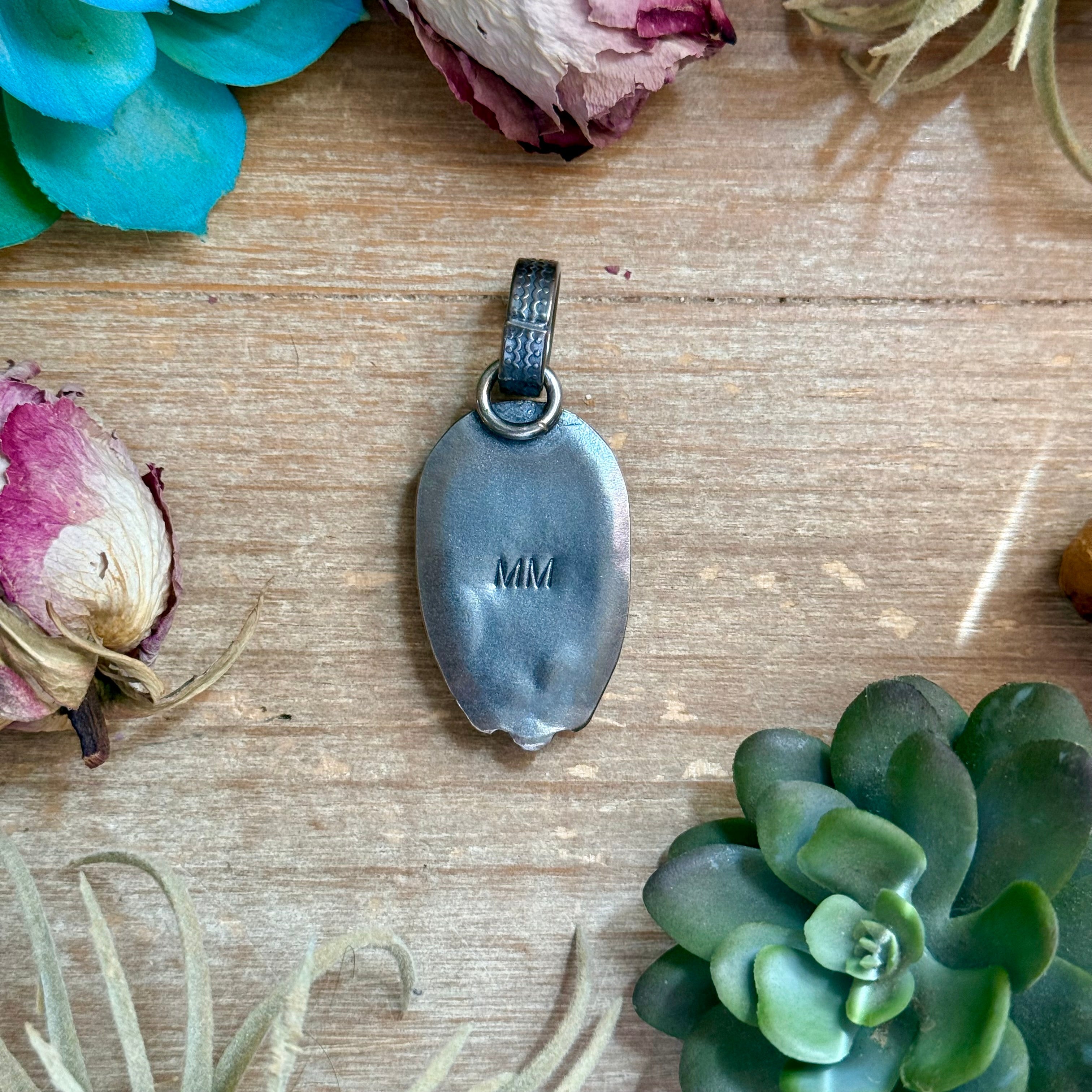 MJ Pendant - Copper & Sterling Silver Turquoise Pendant