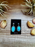 Golden Hill Turquoise Dangle Earrings – Sterling Silver, Post Style, USA Made