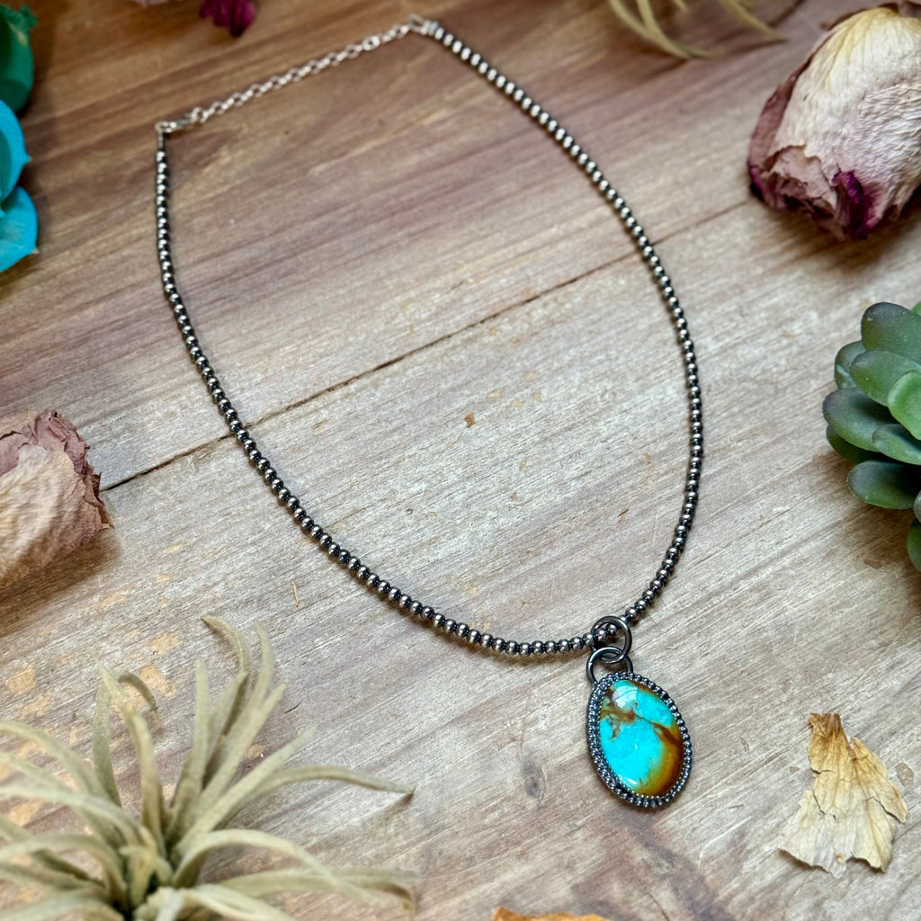 FREE Sterling Silver Pearl Necklace + MJ Oval Turquoise Pendant