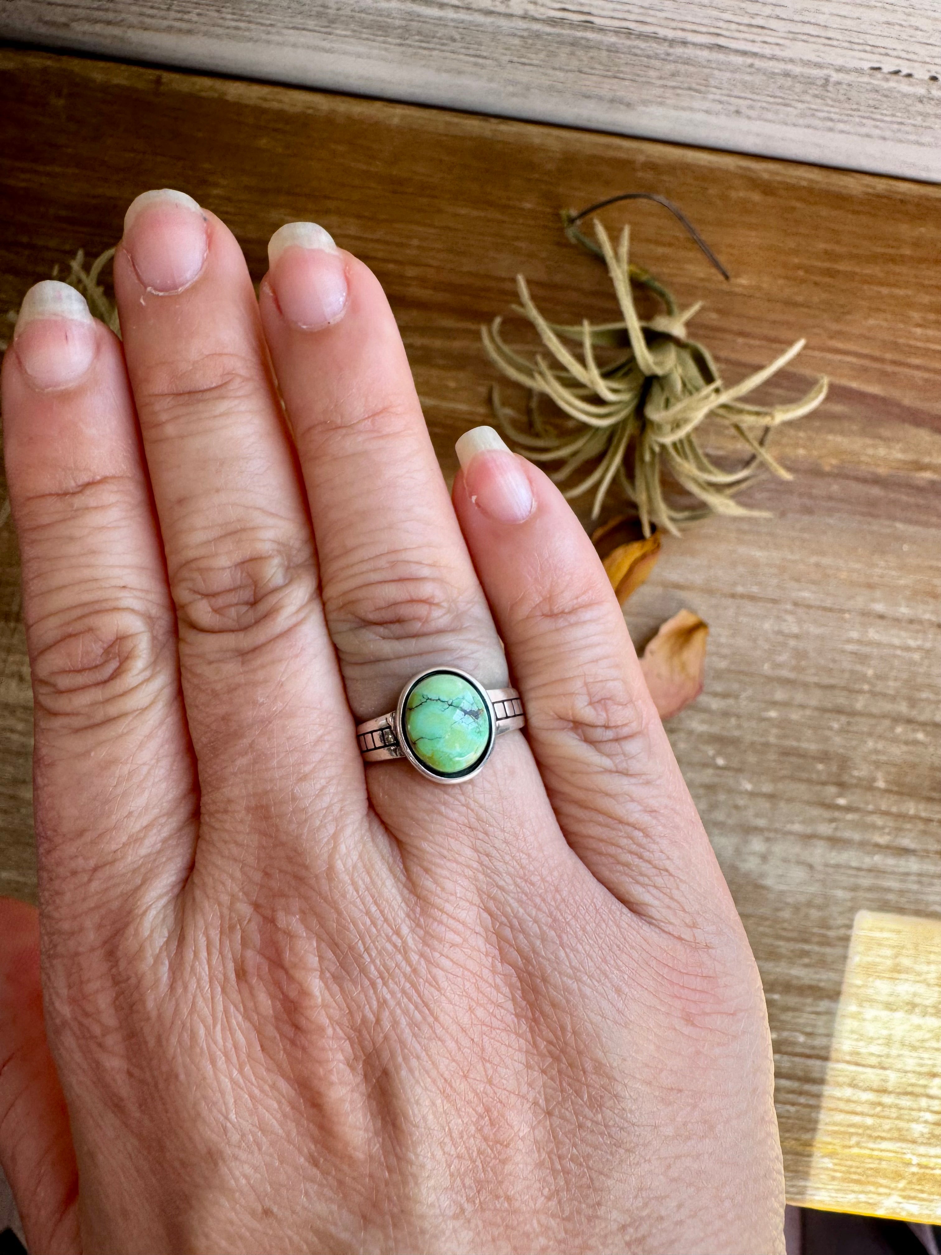Sonoran Gold Turquoise Ring – Size 7 – Sterling Silver