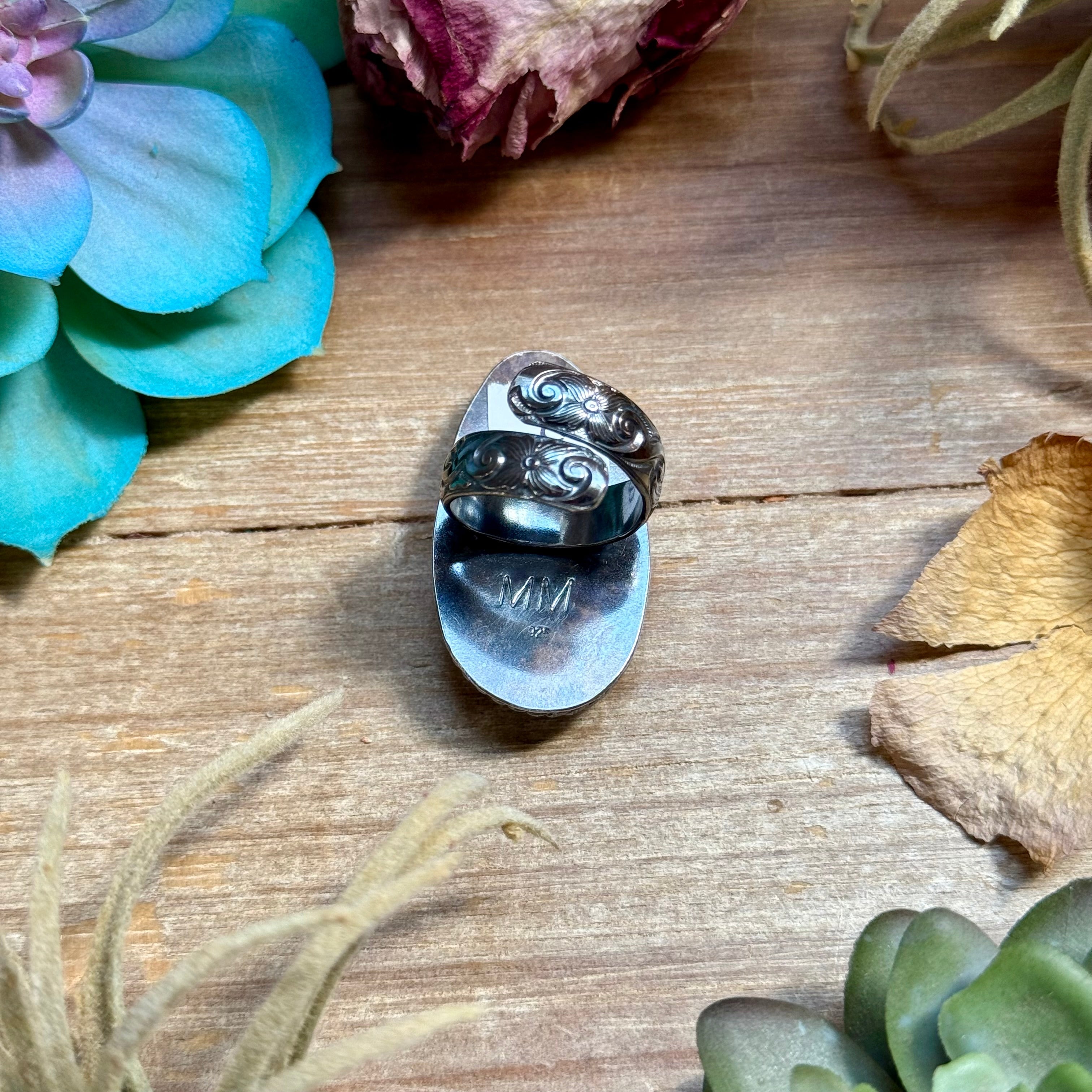 MJ Ring - Sterling Silver Long Turquoise Adjustable