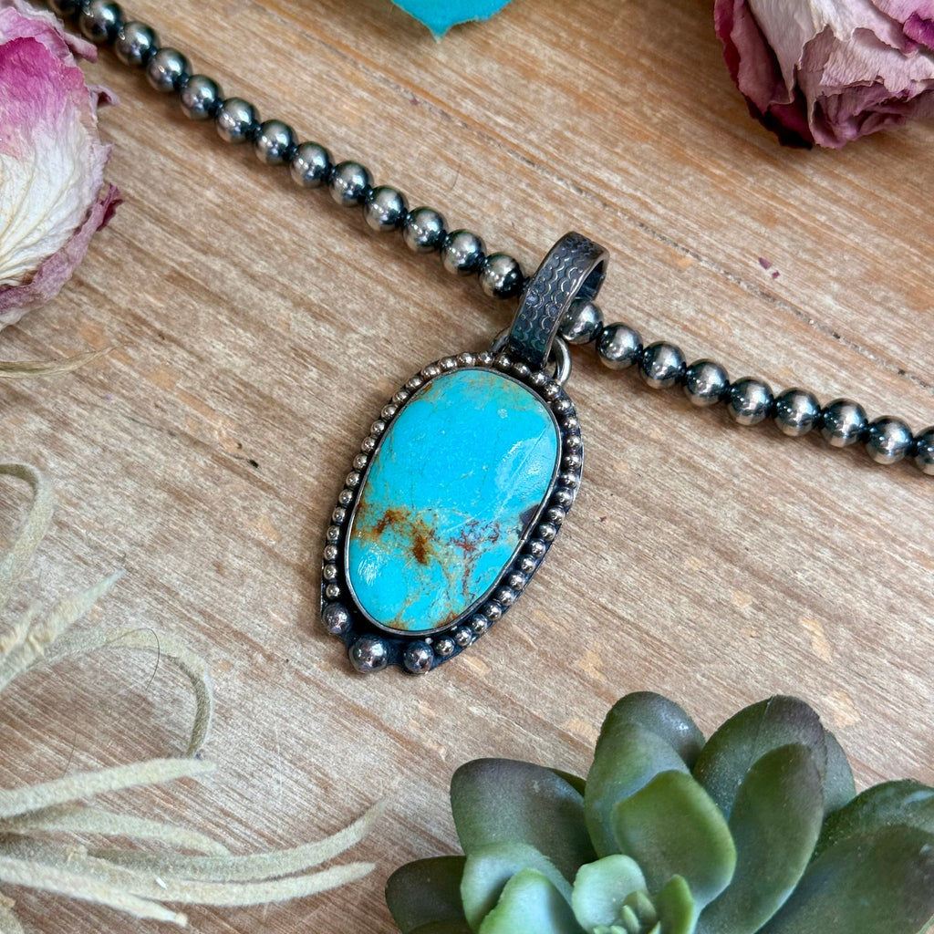 MJ Pendant - Copper & Sterling Silver Turquoise Pendant