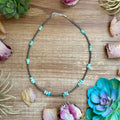 16.5” Sky Blue Lone Mountain Turquoise Nugget Necklace – 3mm Sterling Silver Pearls
