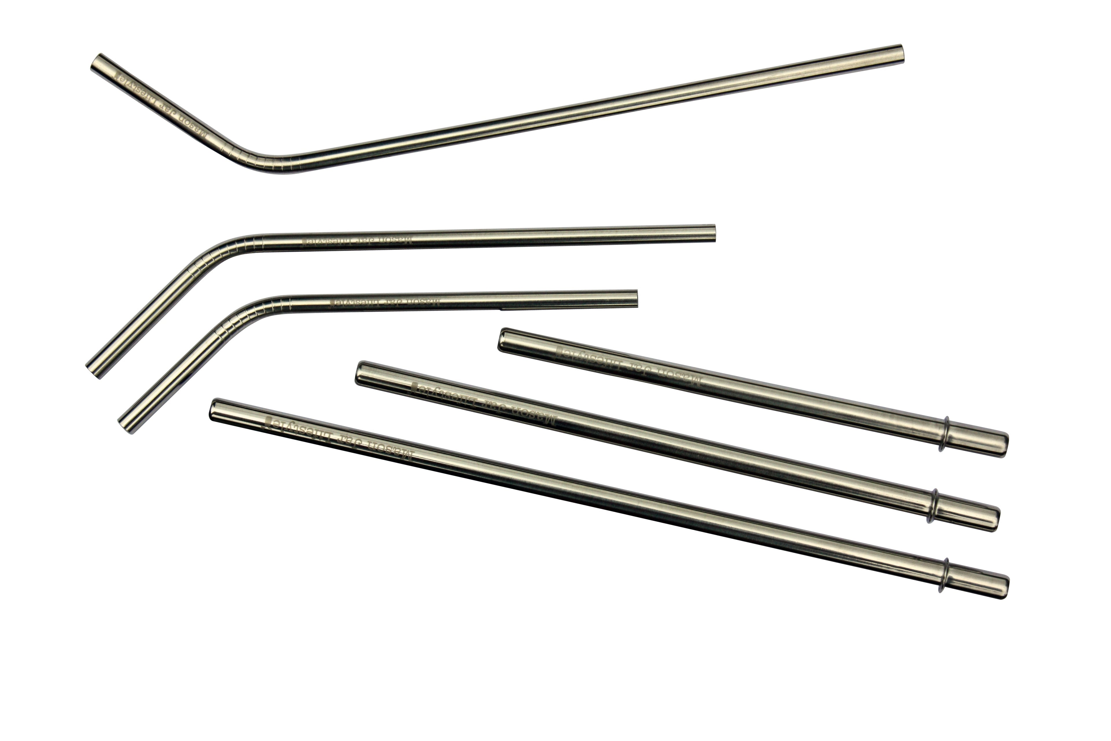 Individual Stainless Steel & Glass Straws for Mason Jars