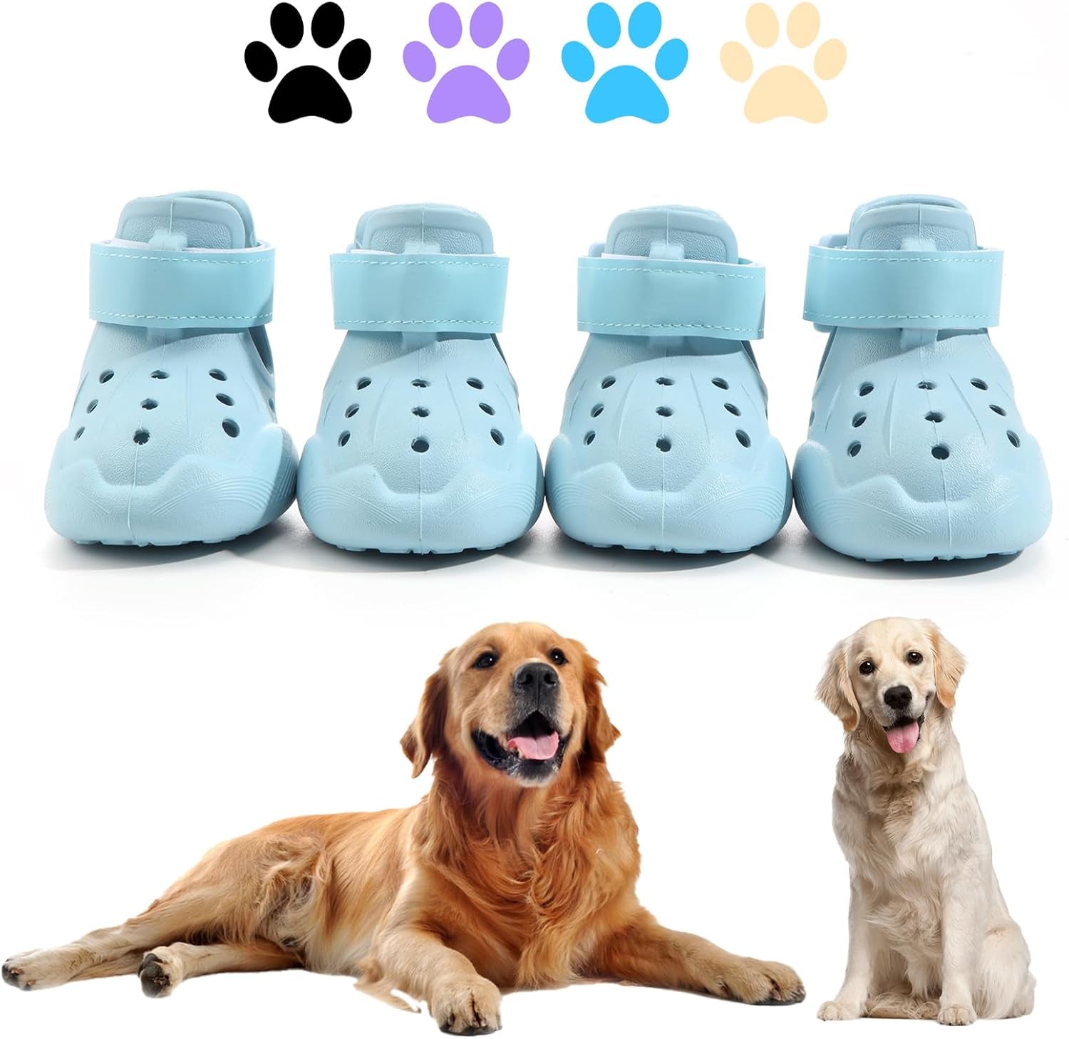 Croc-Style Dog Shoes – 4 Pack Set