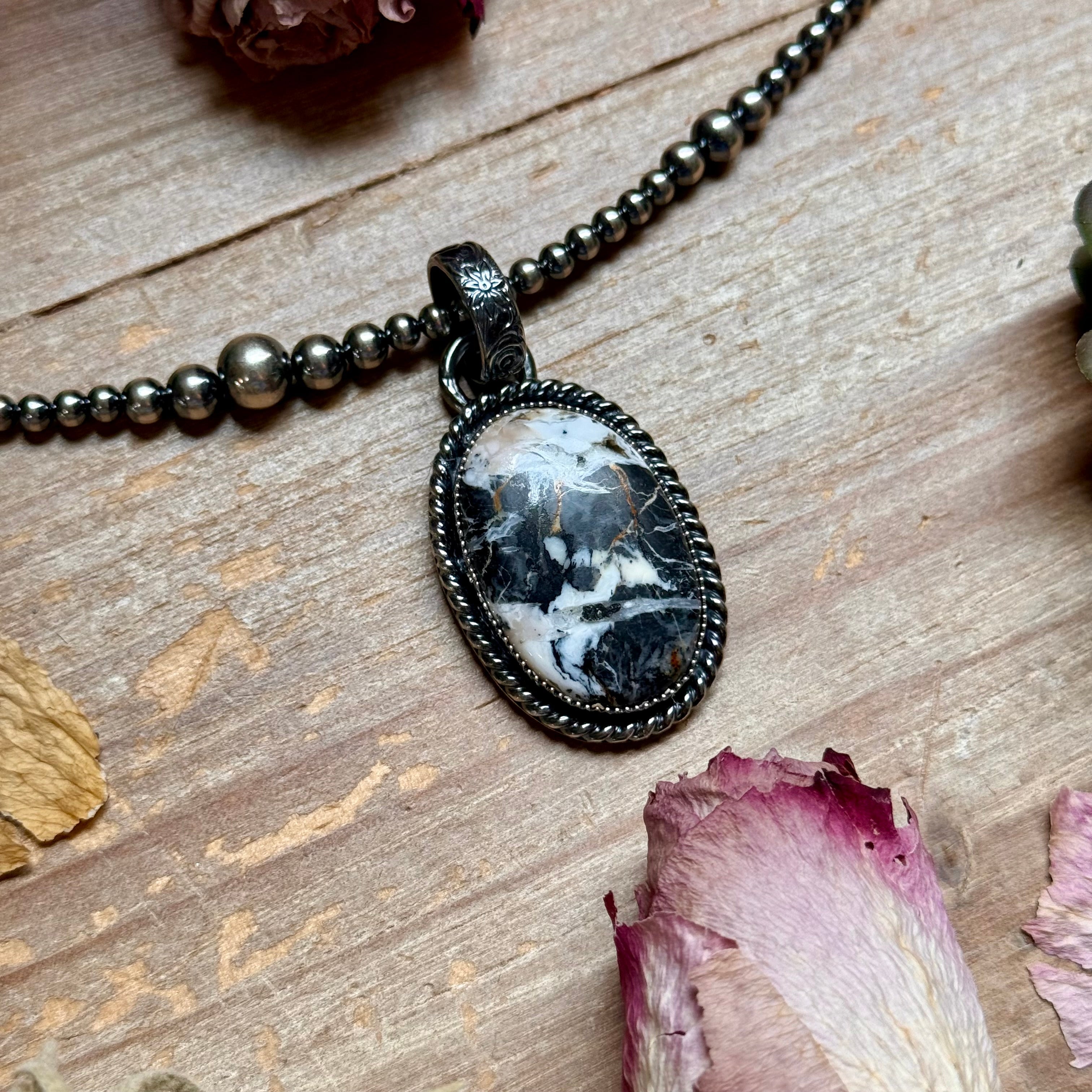 MJ Pendant - White Buffalo Sterling Silver