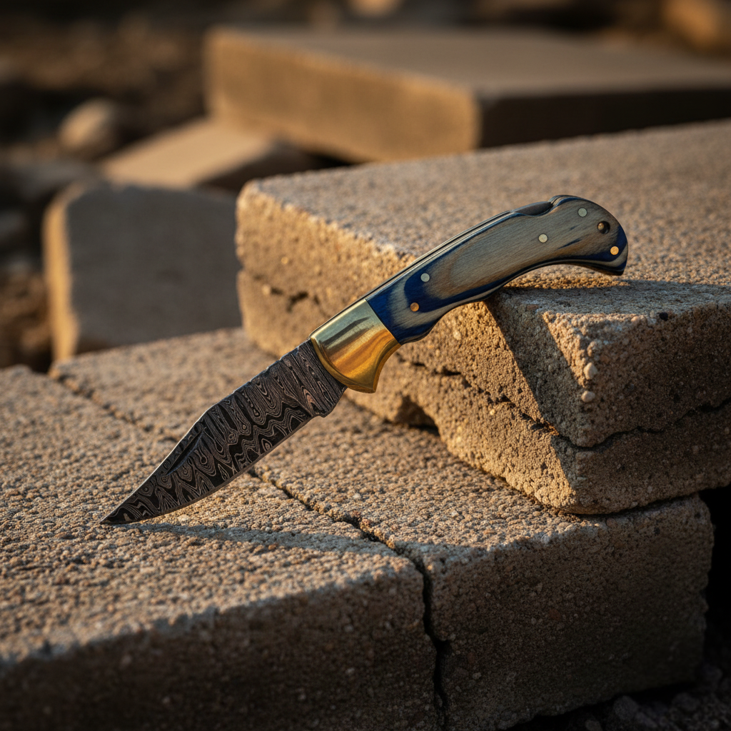 Ocean Wave Damascus Folding Knife - TK-431