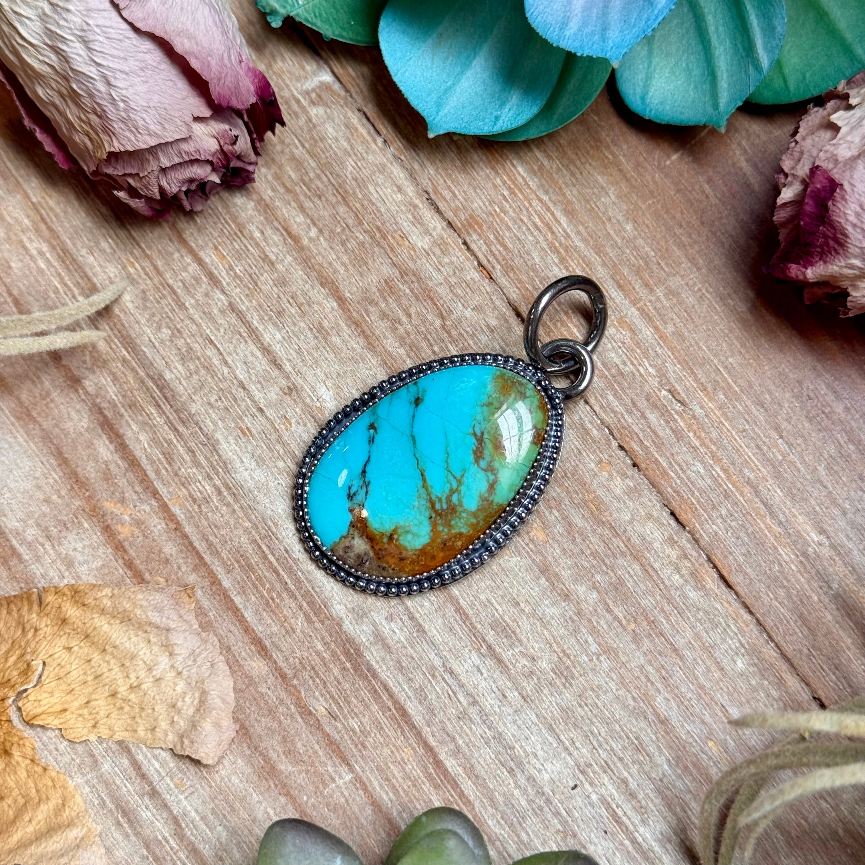 MJ Oval Turquoise Pendant – Sterling Silver