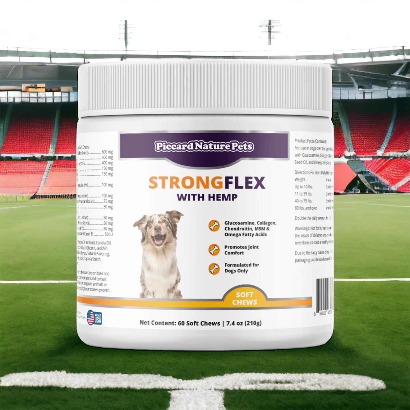 PiccardNaturePets StrongFlex with Hemp Joint Support for Dogs 60Chews + FREE Bandana!