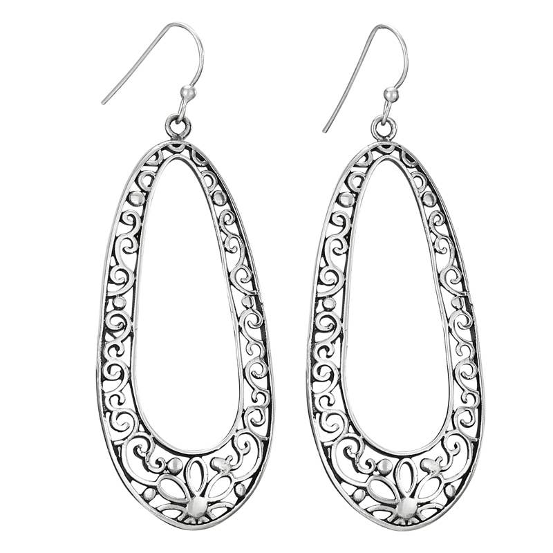 Mustang Sally Sterling Silver Large Open Swirl Hoop Earrings