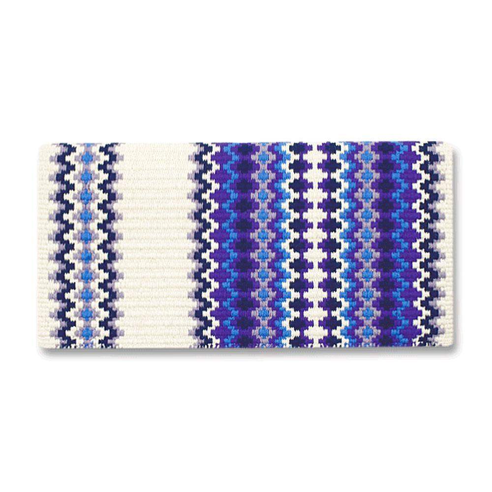 Mayatex 1458-7 40 X 34 In. Gemini Wool Saddle Blanket WHT PPL TURQ