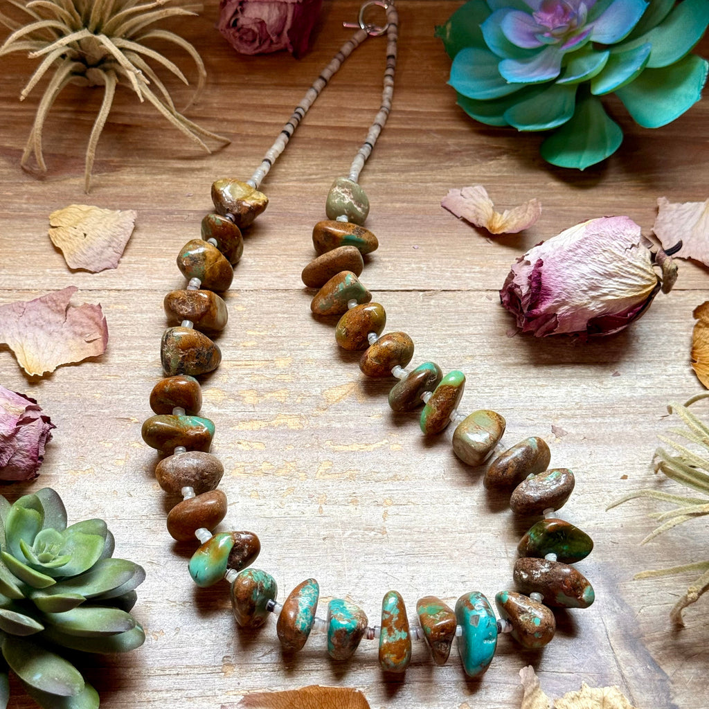 26” Shell & Turquoise Nugget Necklace