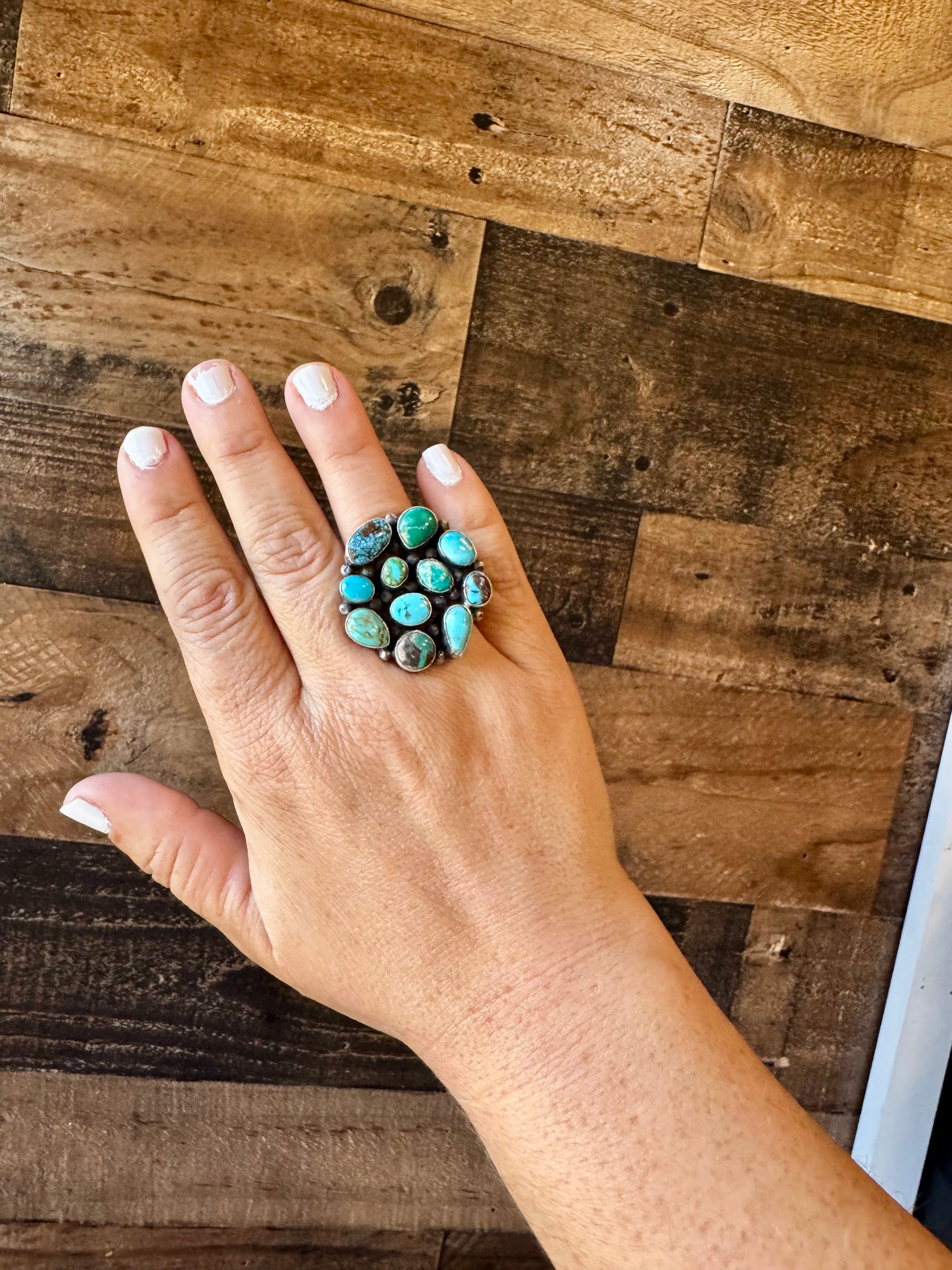Round ring- size 6.5 - Sonoran Gold turquoise ring and sterling silver