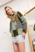 Meadow Folk Quilted Jacket with Patchwork in Dusty Green