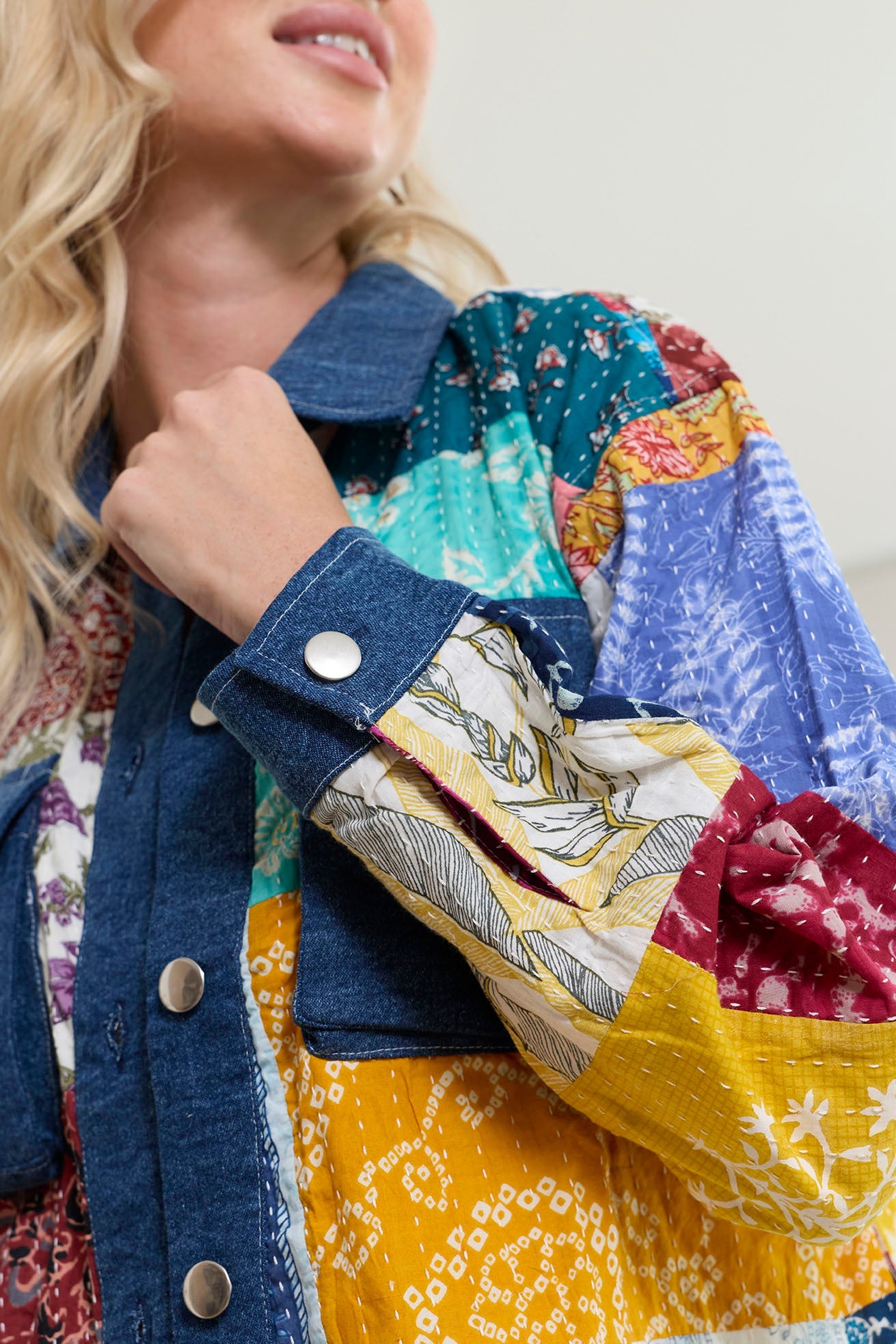 Loretta's Wild Patchwork Jacket in Painted Denim