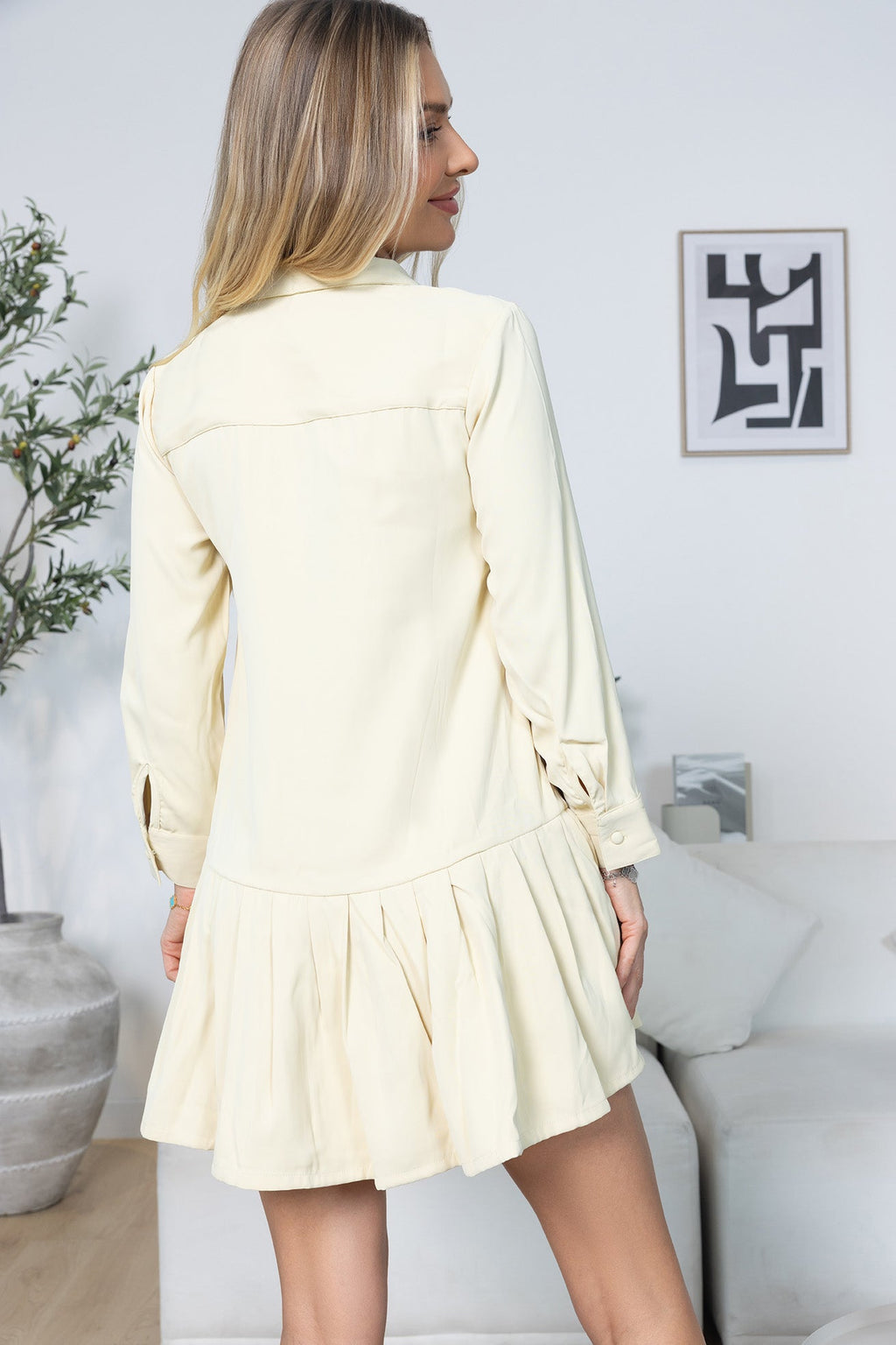 Blush Hour Pleated Mini Dress in Chino Green