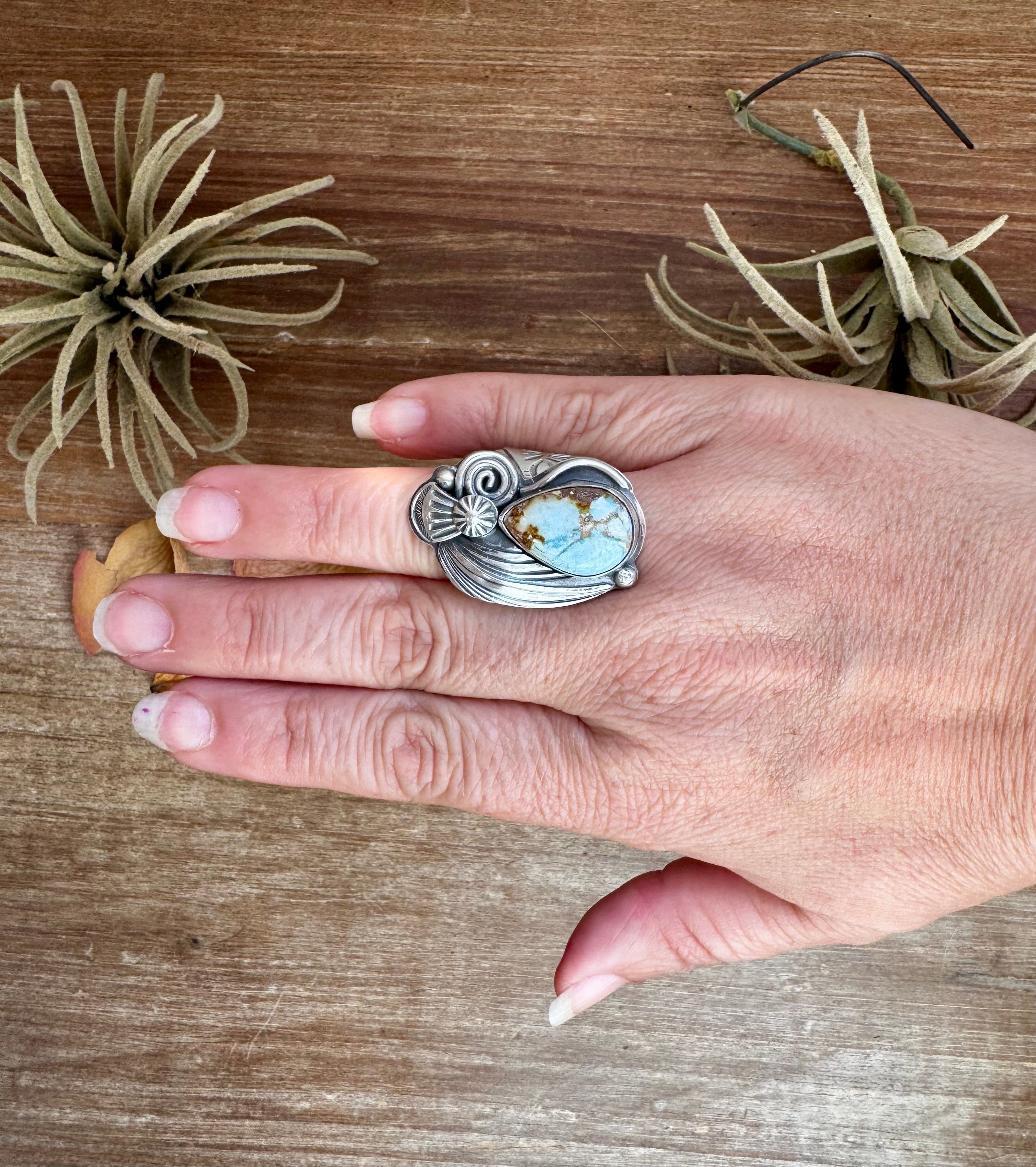Golden Hill Turquoise Sterling Silver Ring – Size 9.5, One of a Kind