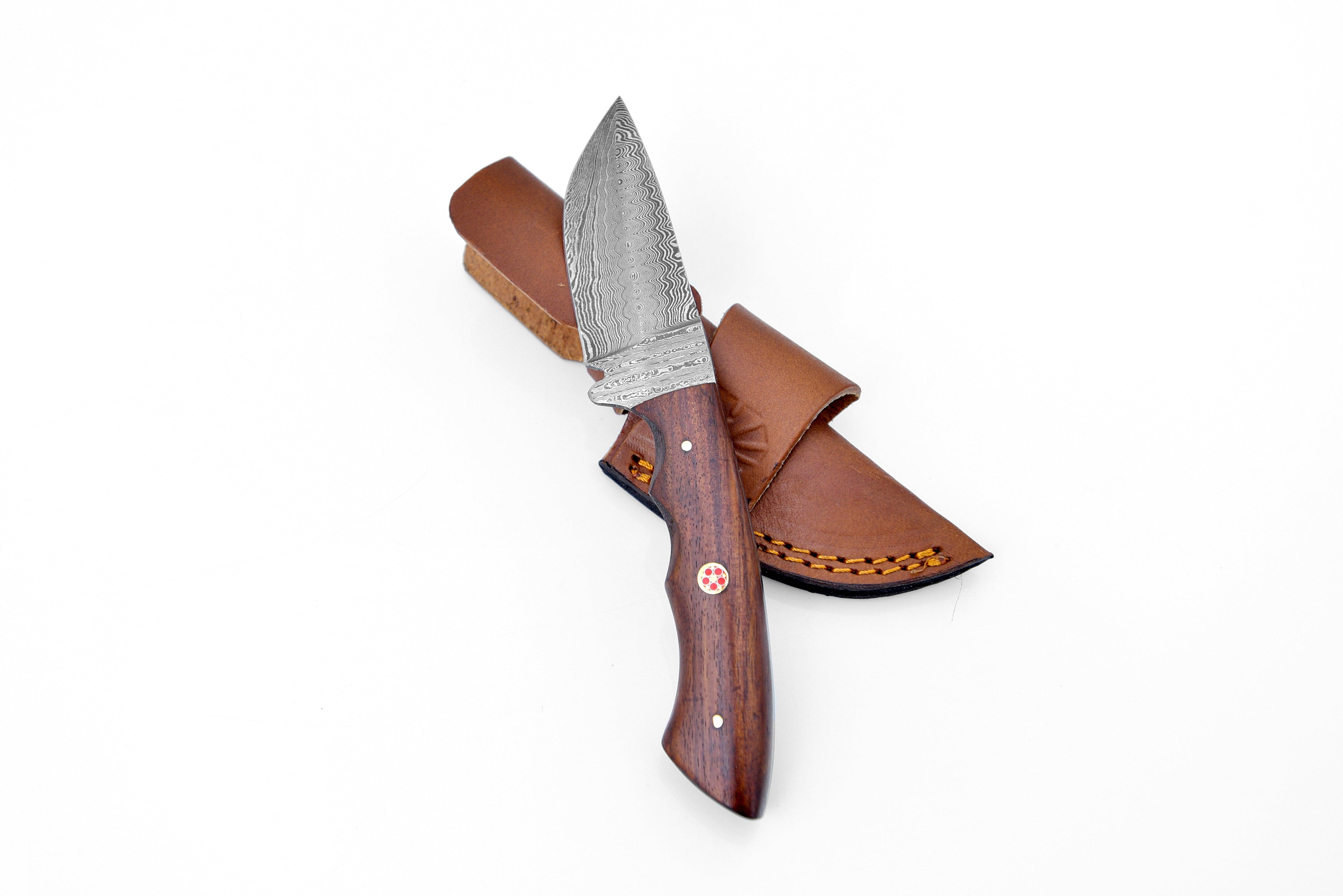 Hand forged knife, Damascus knife, Drop- Style blade, Black Walnut Scales Hunting knife by Titan Td-181