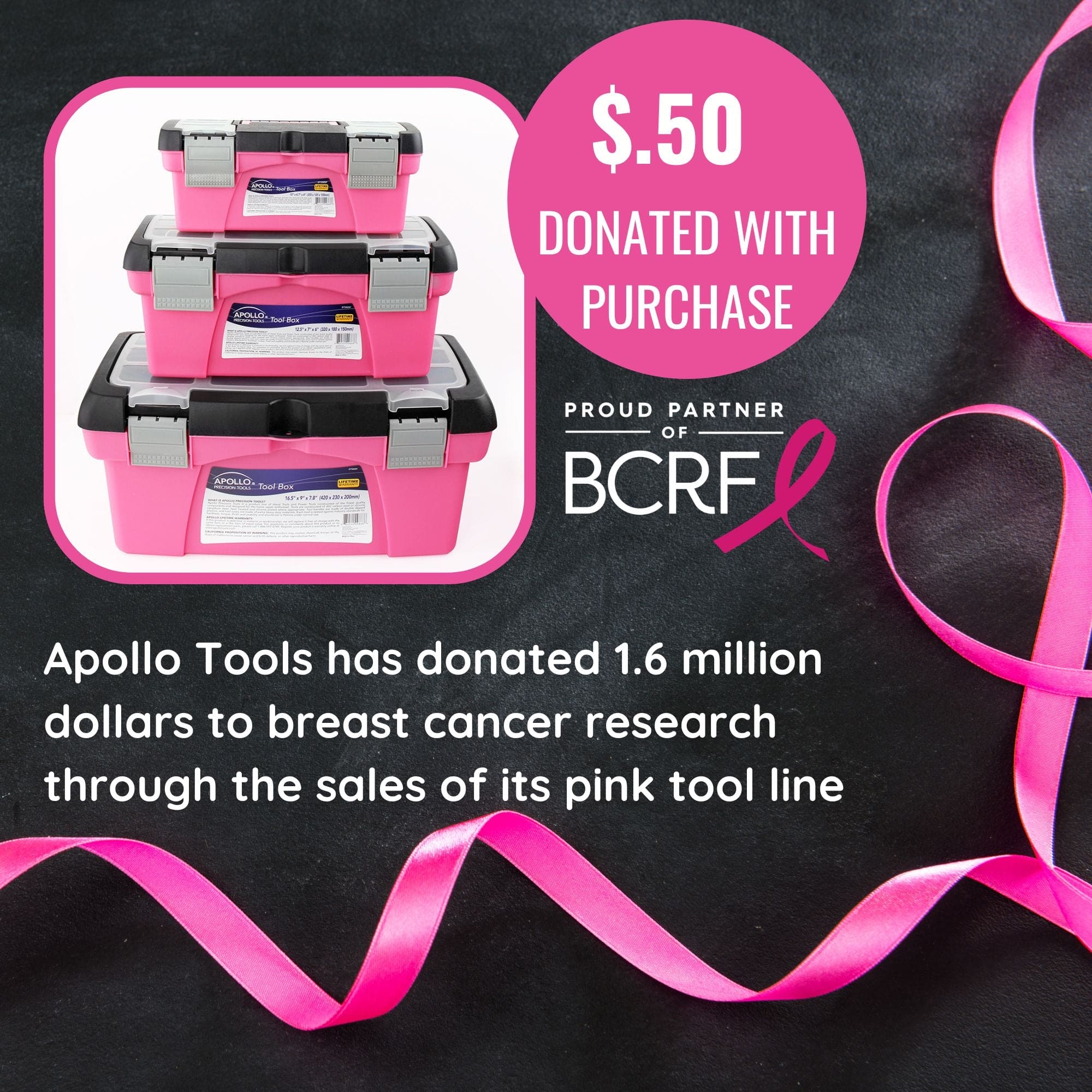 3 Piece Tool Box - Pink - DT5005P