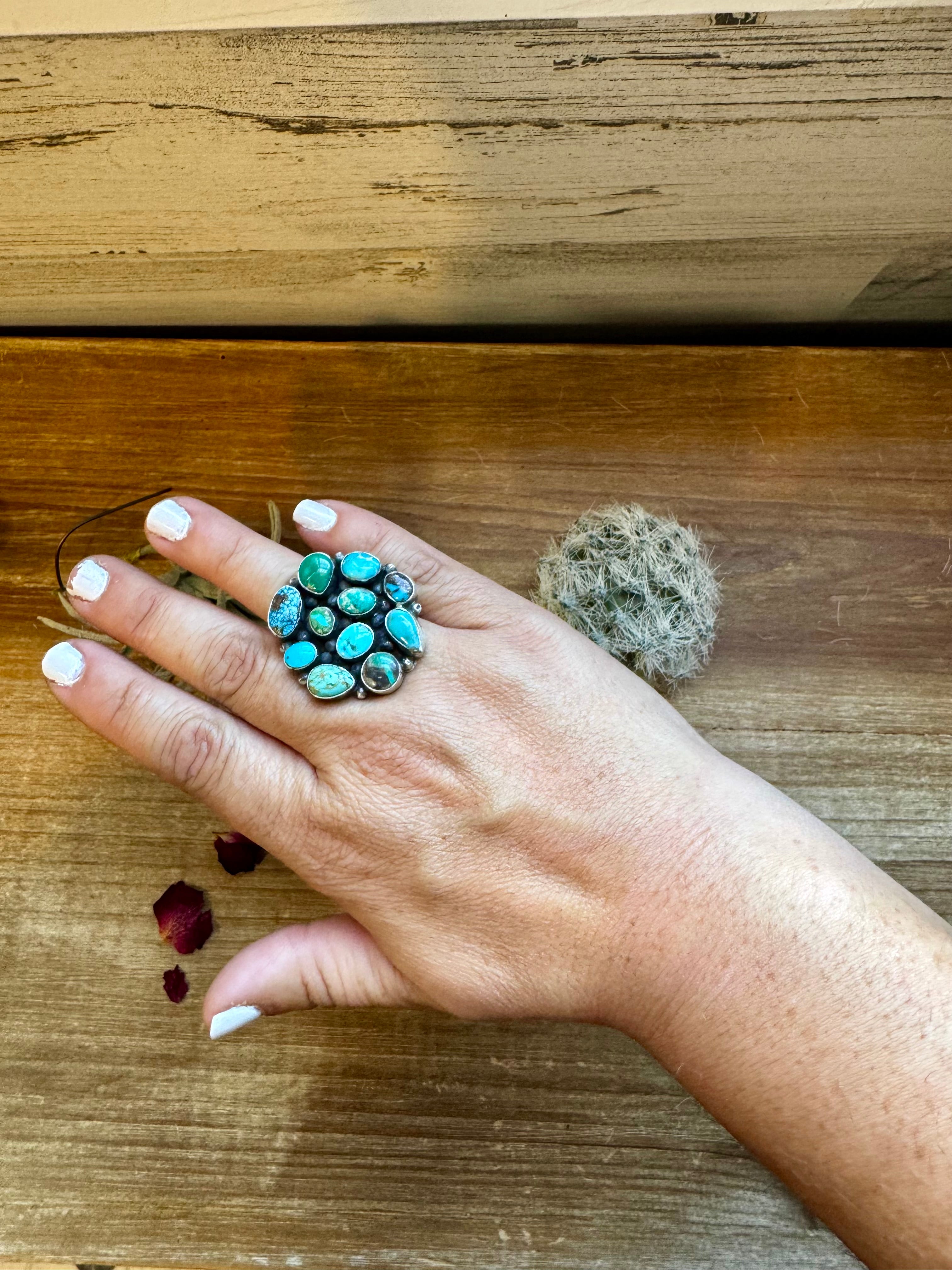 Round ring- size 6.5 - Sonoran Gold turquoise ring and sterling silver