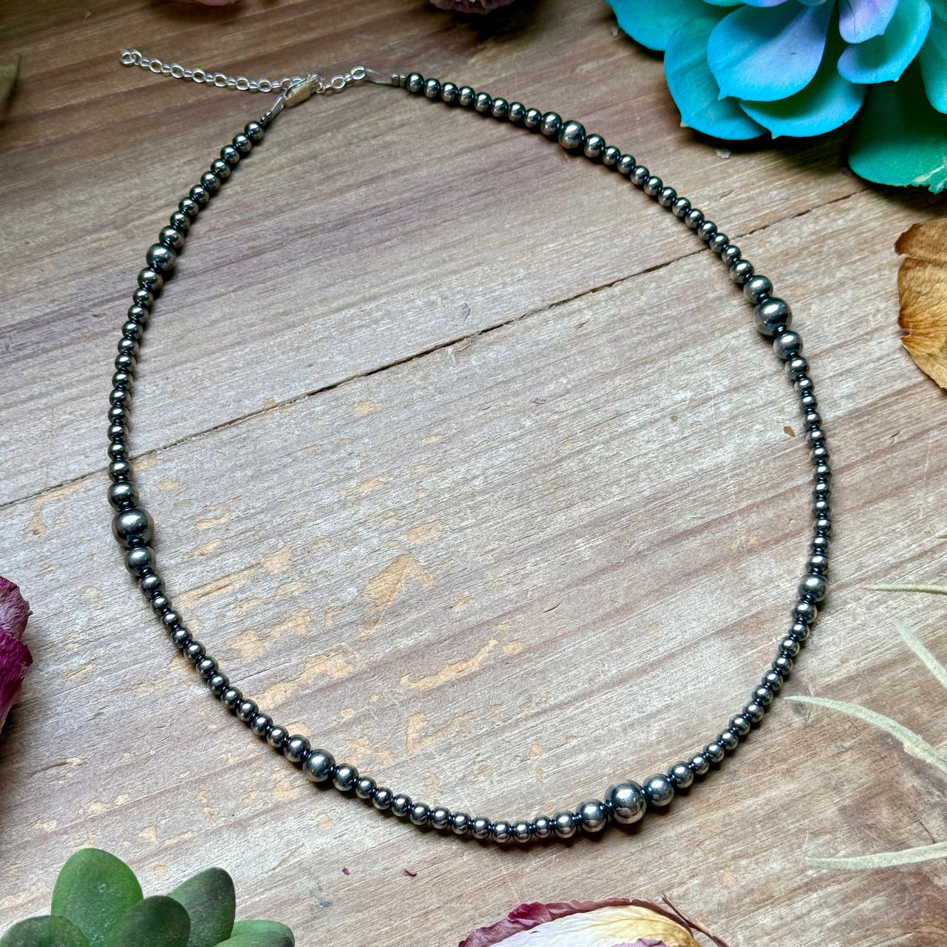 18 inch Graduated Sterling Silver Pearls necklace