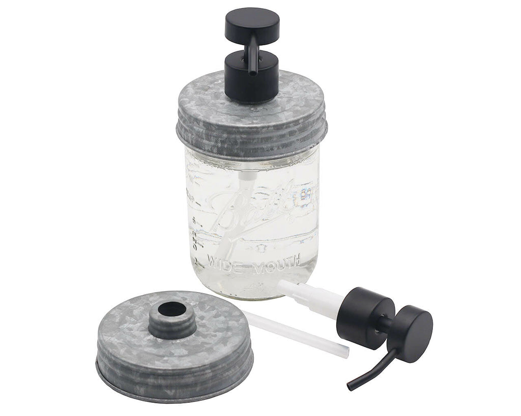 Matte Black Soap Pump Lid Kit for Mason Jars