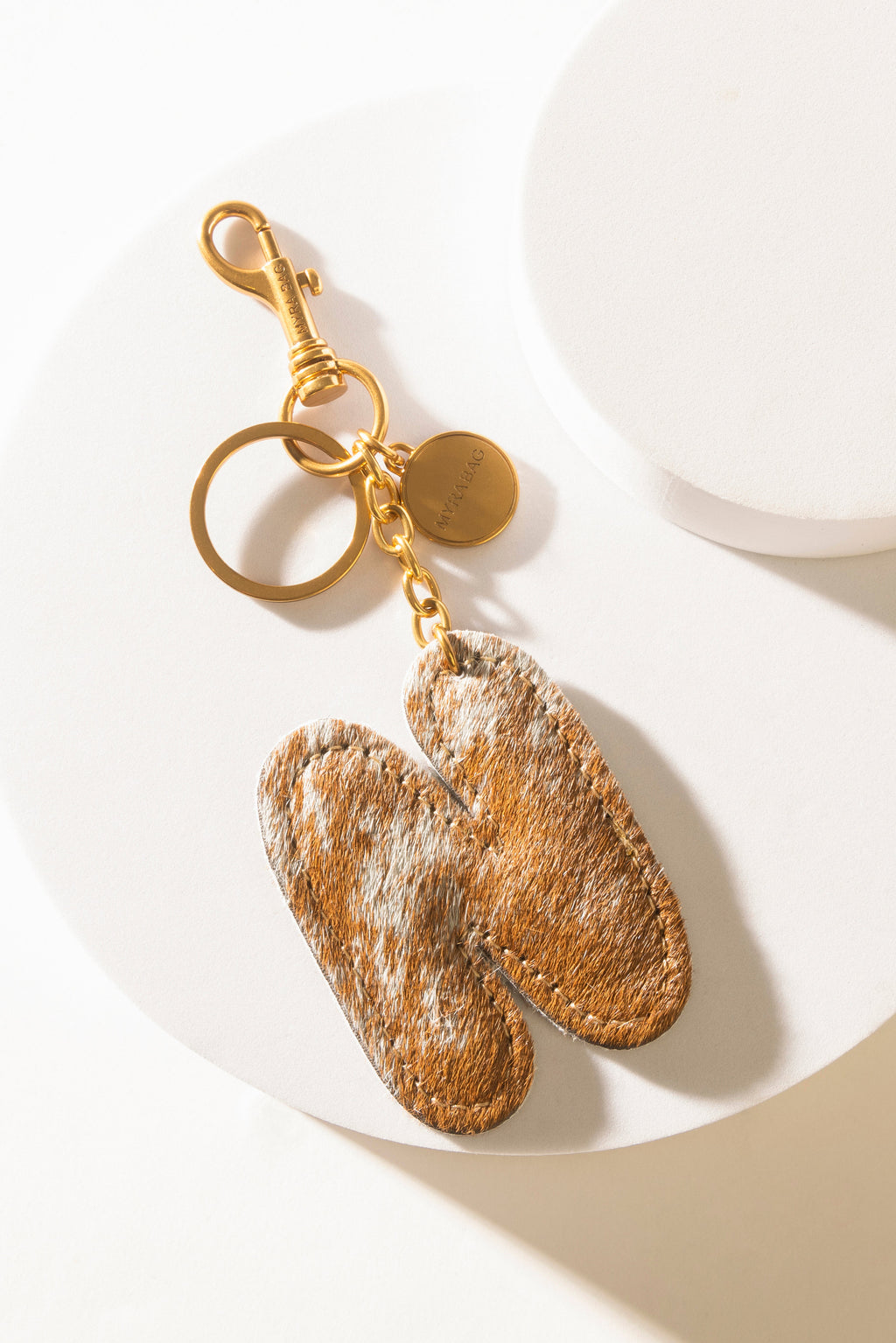 Alpha Hairon Bag Charm in Brown & White