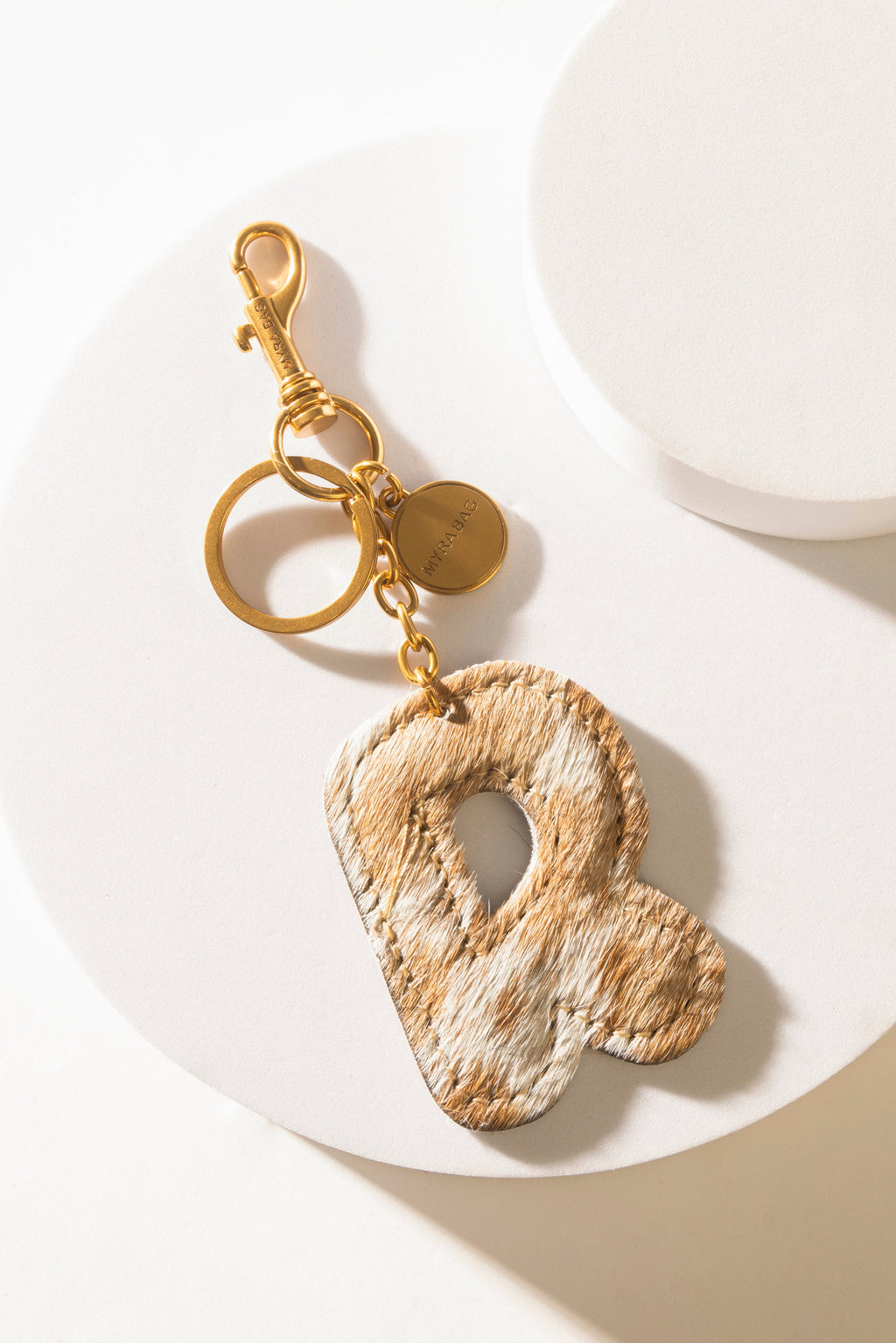 Alpha Hairon Bag Charm in Brown & White