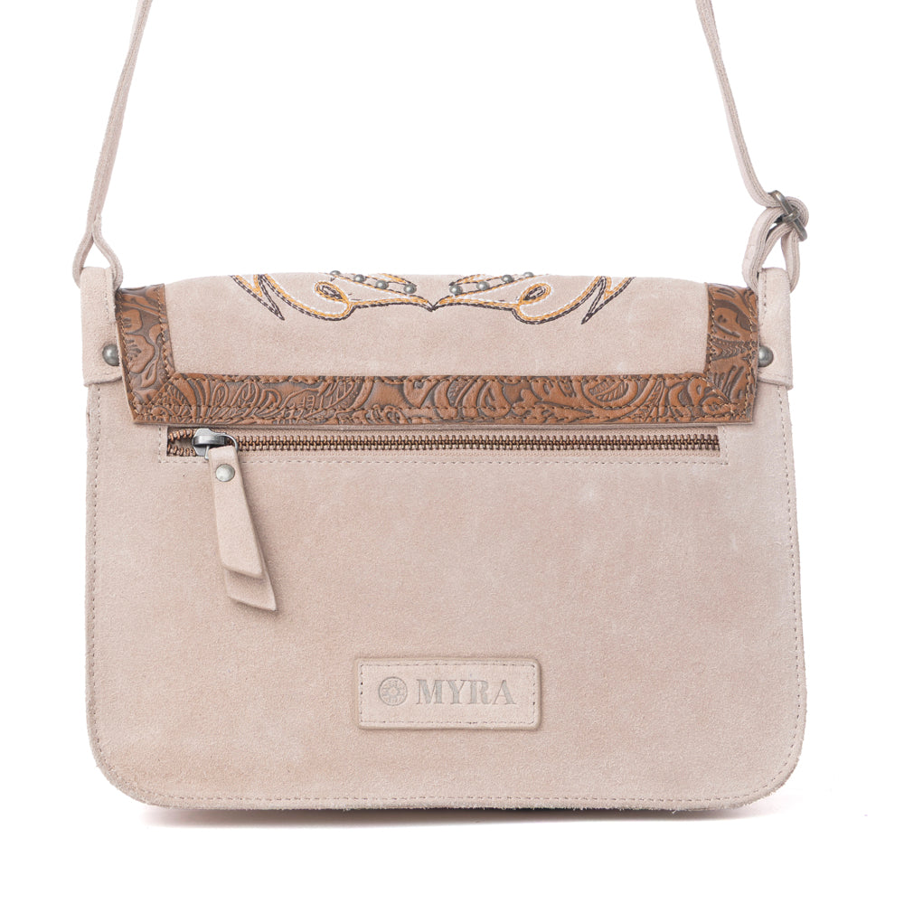 Myra Amberwood Suede Leather Boot Embroidered Leather Bag in Amber