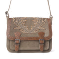 Myra Amberwood Suede Leather Boot Embroidered Bag in Olive Taupe