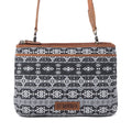 Myra Tribal Hollow Cotton & Leather Crossbody Bag in Midnight Onyx