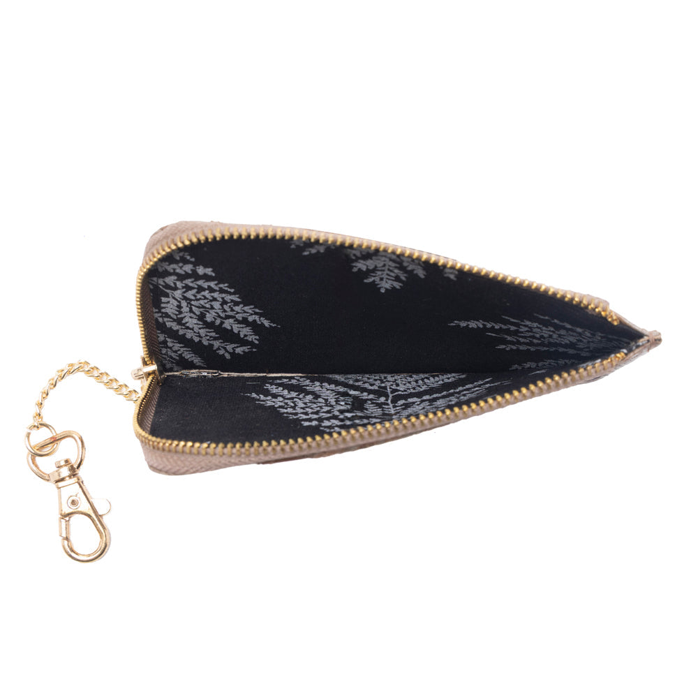 Myra Summer Grove Embossed Leather Credit Card Holder in Desert Taupe