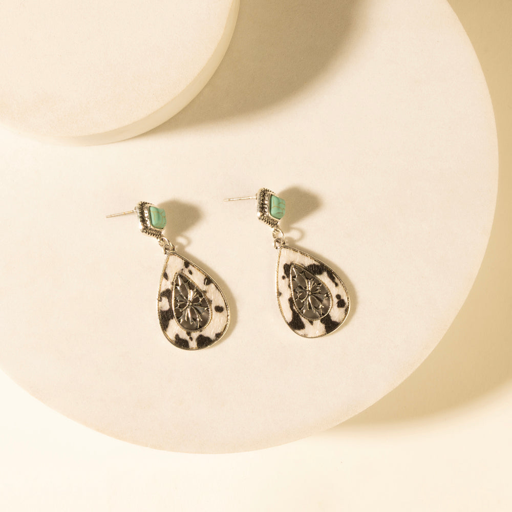 Myra Hide and Halo Earrings in Turquoise