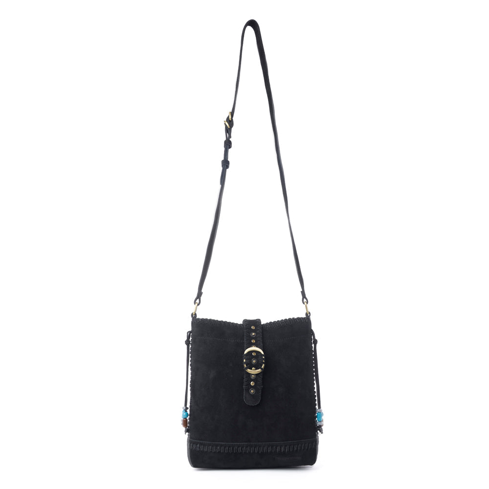 Myra Yellowstone Stonecrest Suede Leather Concealed Carry Bag in Charcoal Black