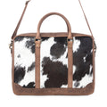 Myra Ironpeak Hairon Leather Laptop Bag in Coal Snow