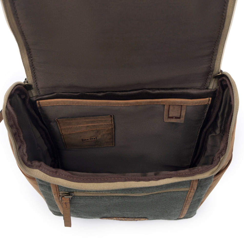 Myra Carriage Port Slimline Backpack - Aged Leather Flap, Rustic Daypack for Daily Commute & Outdoor Travel