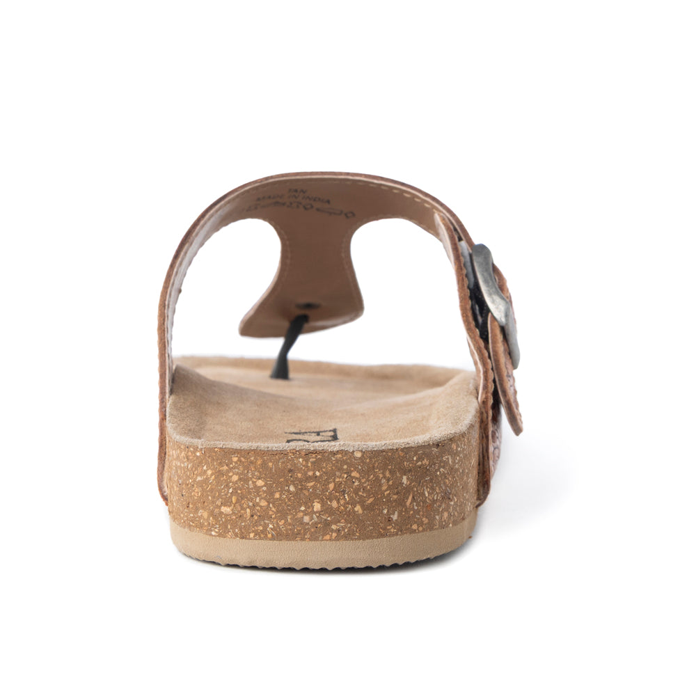 Myra Rosie Trail Handtooled Leather Sandals for Women – Cork Sole, Toe Ring Design for All-Day Comfort