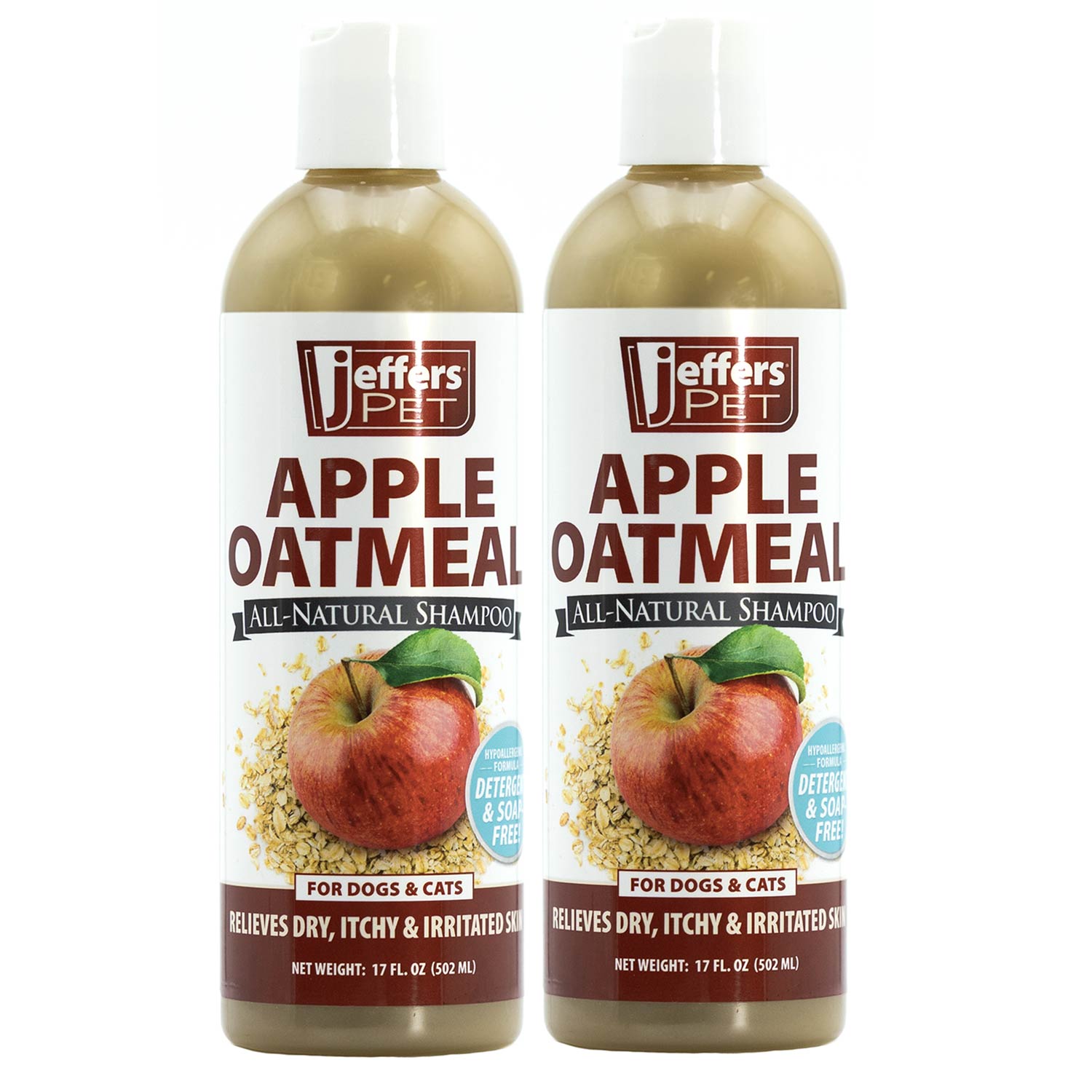 Jeffers Pet Apple Oatmeal All-Natural Hypoallergenic Dry Skin Shampoo for Dogs and Cats