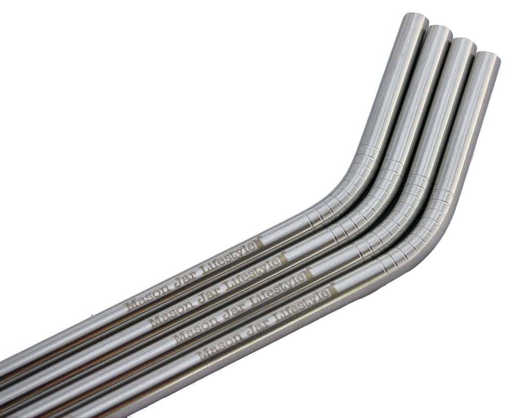 Short Thin Bent Stainless Steel Straw for Half Pint Mason Jars