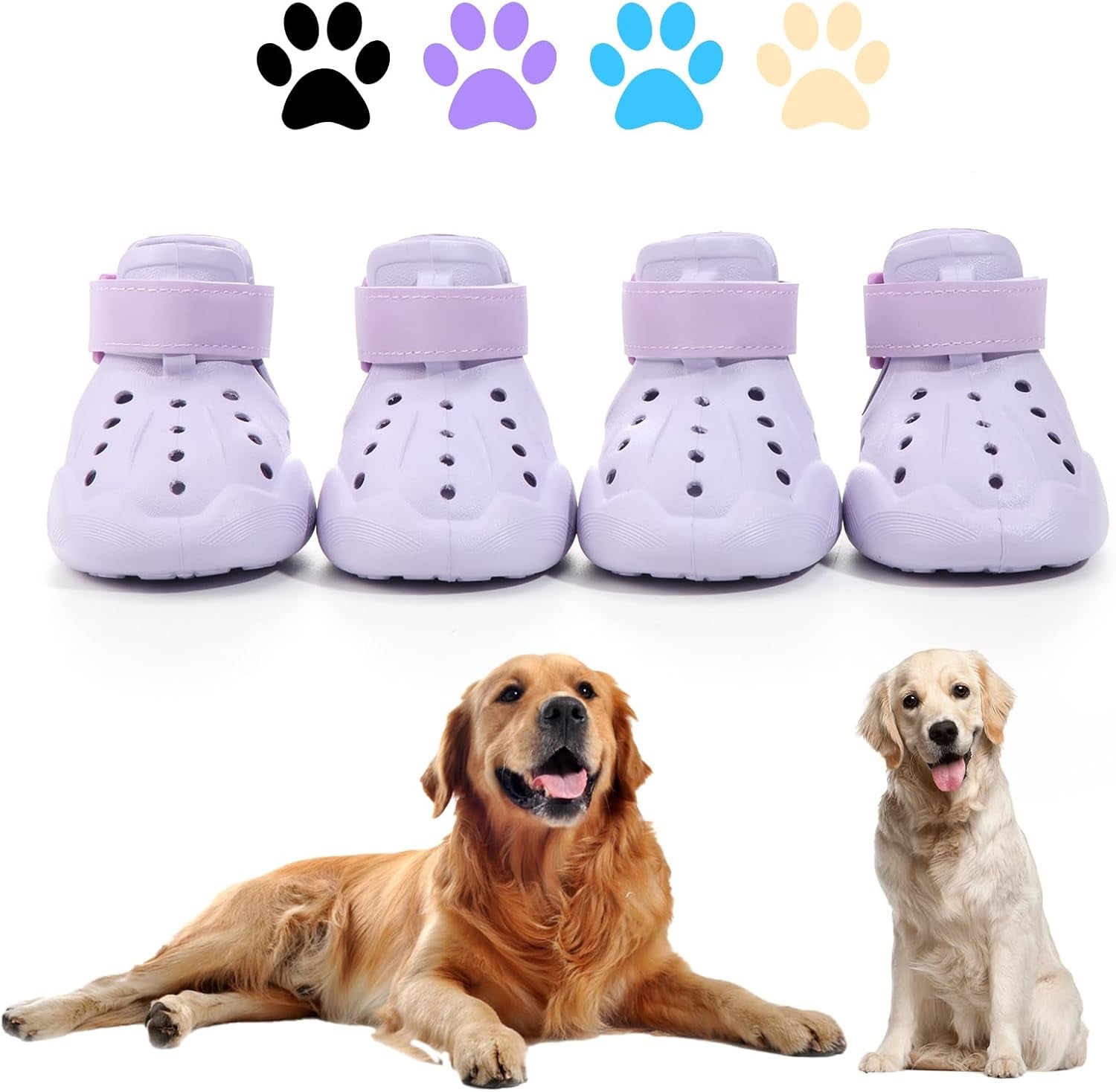 Croc-Style Dog Shoes – 4 Pack Set