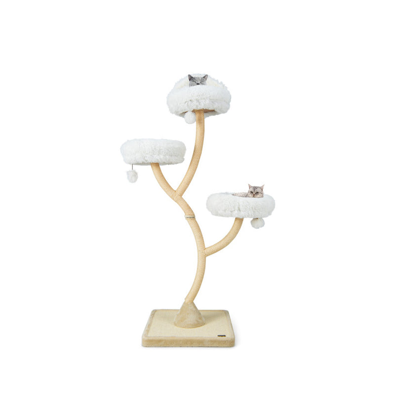 70" Tall Metal Cat Tree Tower with 3 Plush Perches & Sisal Scratching Posts