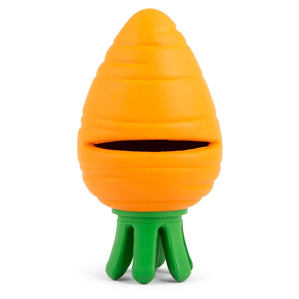 Jeffers Carrot Natural Rubber Treat Dispensing Dental Dog Chew Toy with Slit
