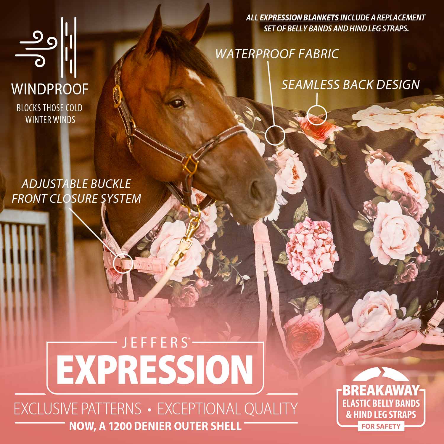 Jeffers Expression 1200 Denier Standard Neck Horse Turnout Sheet, 0 Gram