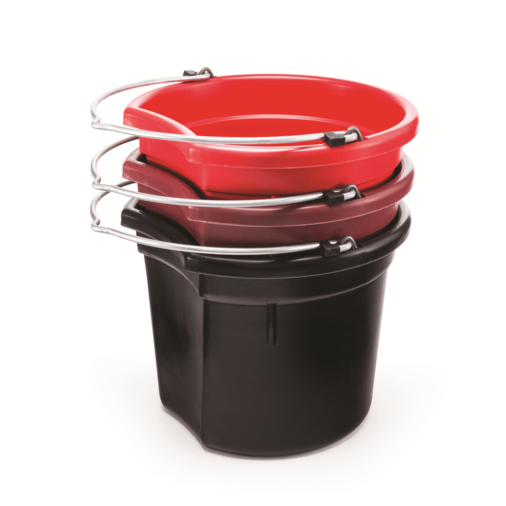 KD-120 20 Qt. Flat Back Bucket | Mane & Tail Saver Feed and Water Bucket