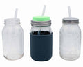 Long 9" Silicone Reusable Straws for Quart or Pint & Half Mason Jars 6 Pack