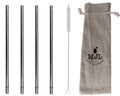 Long 9" Safer Rounded End Stainless Steel Straw for Quart Mason Jars