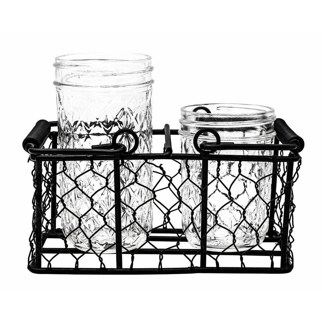 Chicken Wire Caddy for 2 Half Pint 8oz Mason Jars