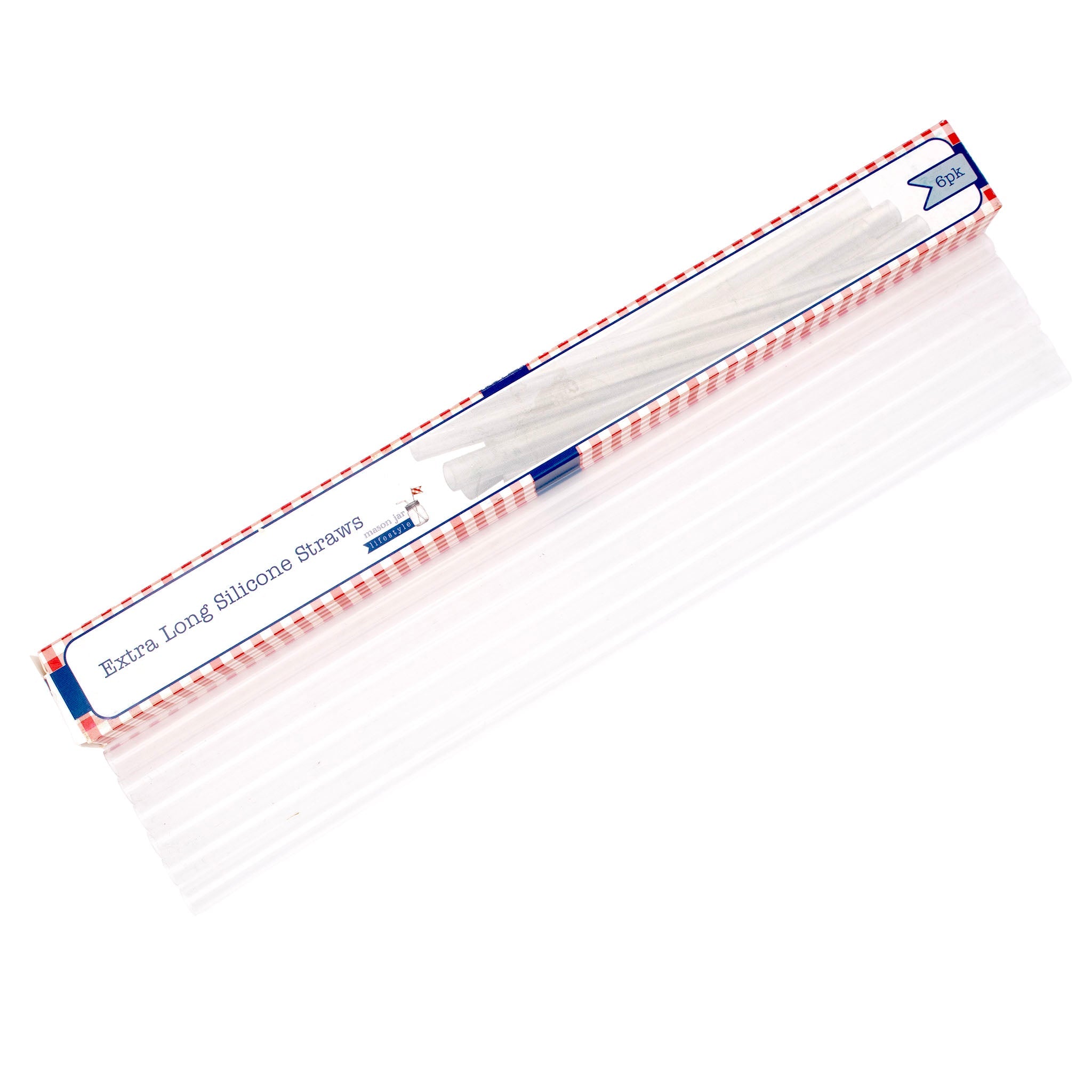 Extra Long 11.75" Silicone Reusable Straws Mason Jars 6pk + Cleaner