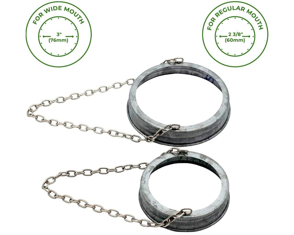 Galvanized Band with Chain Handle for Mason Jars 6 Pack